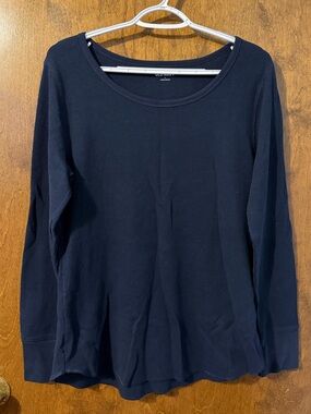 Old Navy Navy Blue Waffle-Knit Long Sleeve Tee